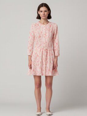 Erin Fetherston Peach Floral Dress - Sz 0 Fully Lined